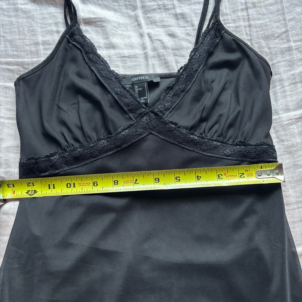 NWOT Forever 21 Black Ruffle Hem Slip Dress - Picture 4 of 5